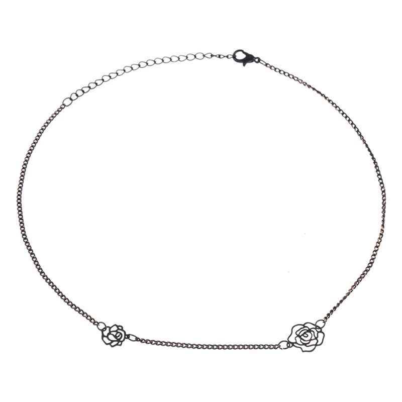 Black Rose Necklace Women's Design Niche Retro Versatile Clavicle Chain Ins Simple Elegant Necklace
