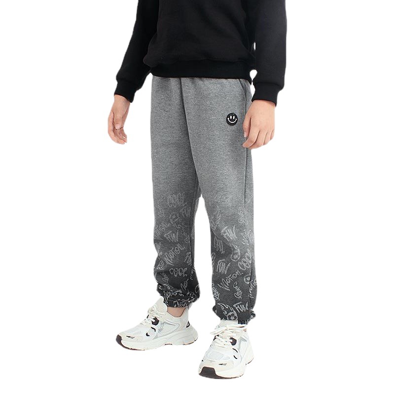 Spring children's pants Korean new children's sports pants large children's printed padded pants children's pants wholesale