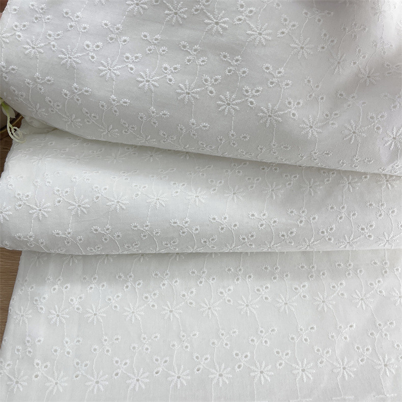 New white cotton embroidery clothing water soluble cotton lace embroidery fabric cotton hollow embroidery cloth