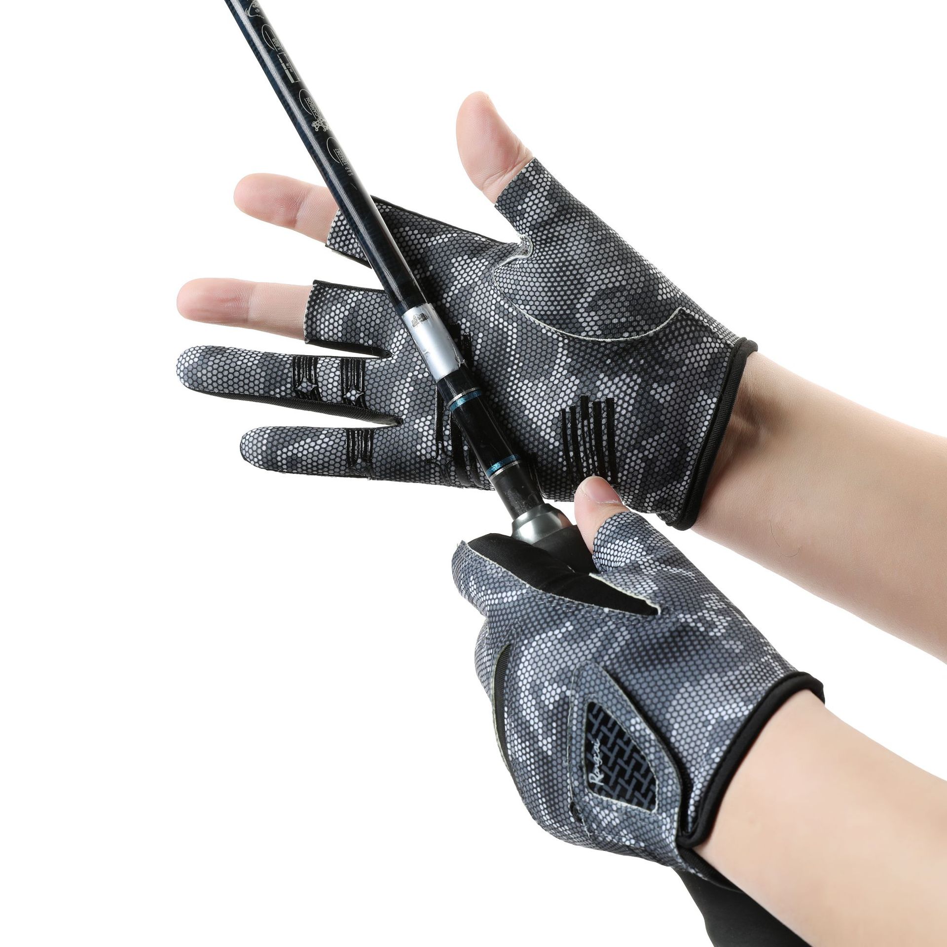 New Outdoor Fishing Gloves, Professional Luya Summer Anti-Slip Three-Finger Special Breathable Sun Protection Wear-Resistant and Stab-Proof Cross