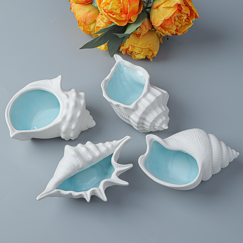 Picture of Mediterranean Sea Star Conch Shell Ceramic Ornaments Storage Basin Ocean Ashtray Hydroculture Bottle Hamster Nest Landscape
