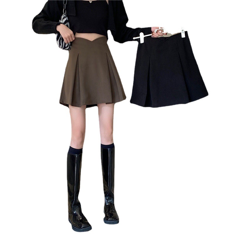 Picture of Women's Skirt 2022 Summer Anti-slip Short Skirt High Waist Large Size Slimming Pleated A- line Skirt Black Hip Skirt