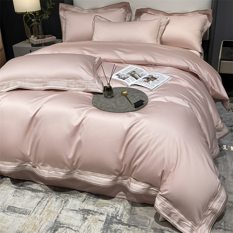 Picture of 210 Light Luxury Long-staple Cotton Cotton Four-piece Set Maternal and Infant Grade A Pure Cotton Bed Sheet Quilt Cover Satin Bedclothes 4-piece Set