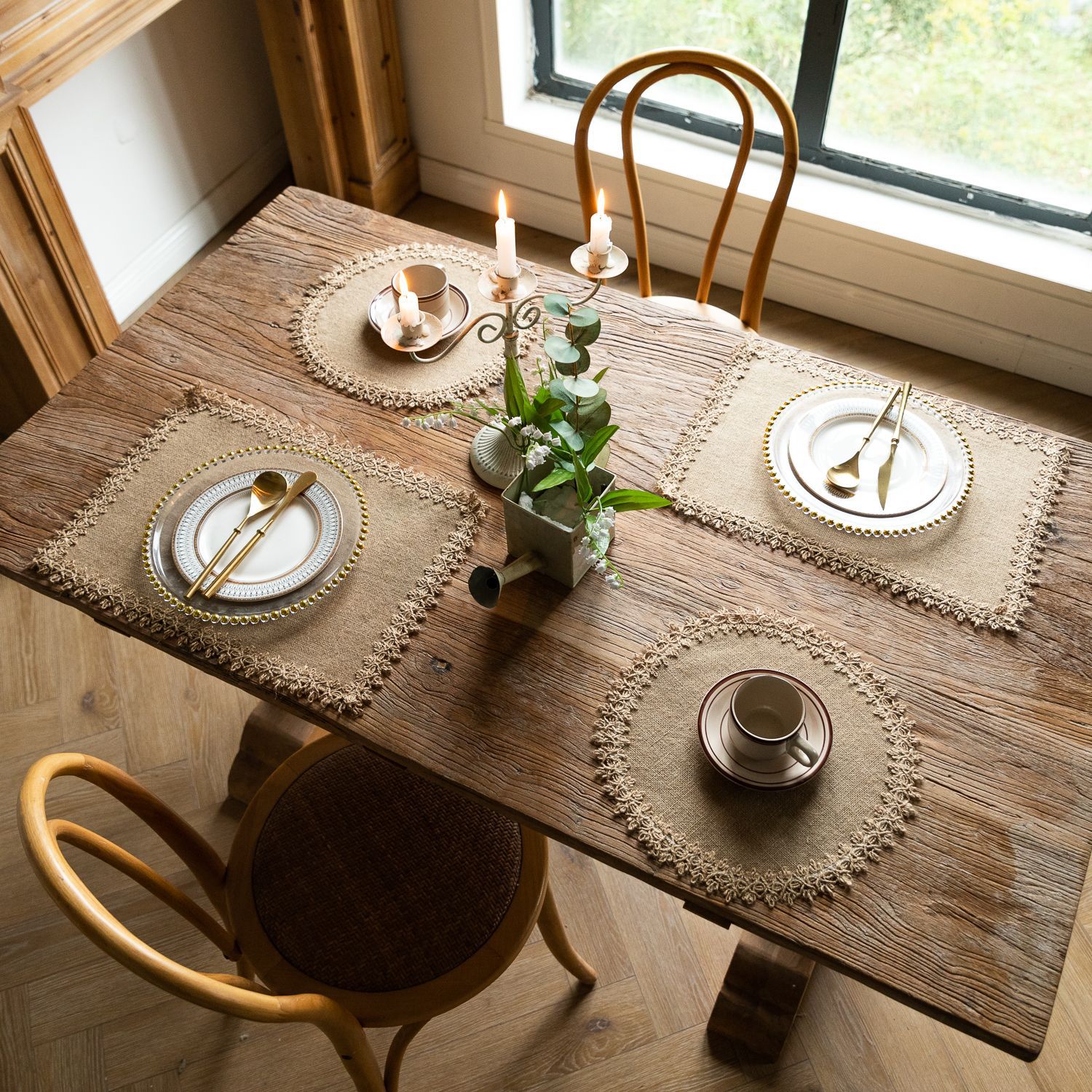 Picture of Cross-border Hot-selling Round Large 38cm Western Dining Mat Japanese Style Simple Household Rectangular Jute Woven Insulation Mat