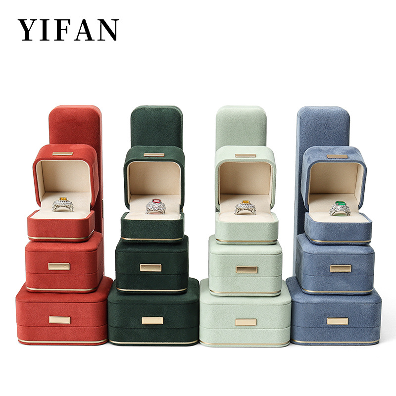 Rounded gold jewelry ring box microfiber pendant box high-end bracelet bracelet jewelry storage packaging box