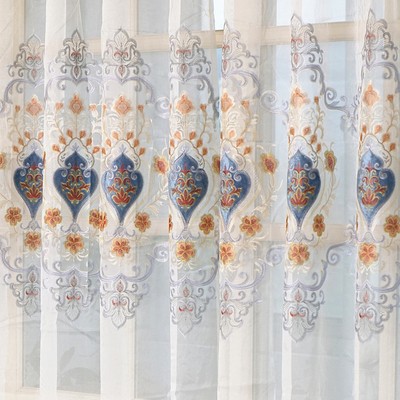 Picture of European-style high-end simple hollow water-soluble embroidered curtain yarn wholesale finished living room bedroom curtain balcony bay window
