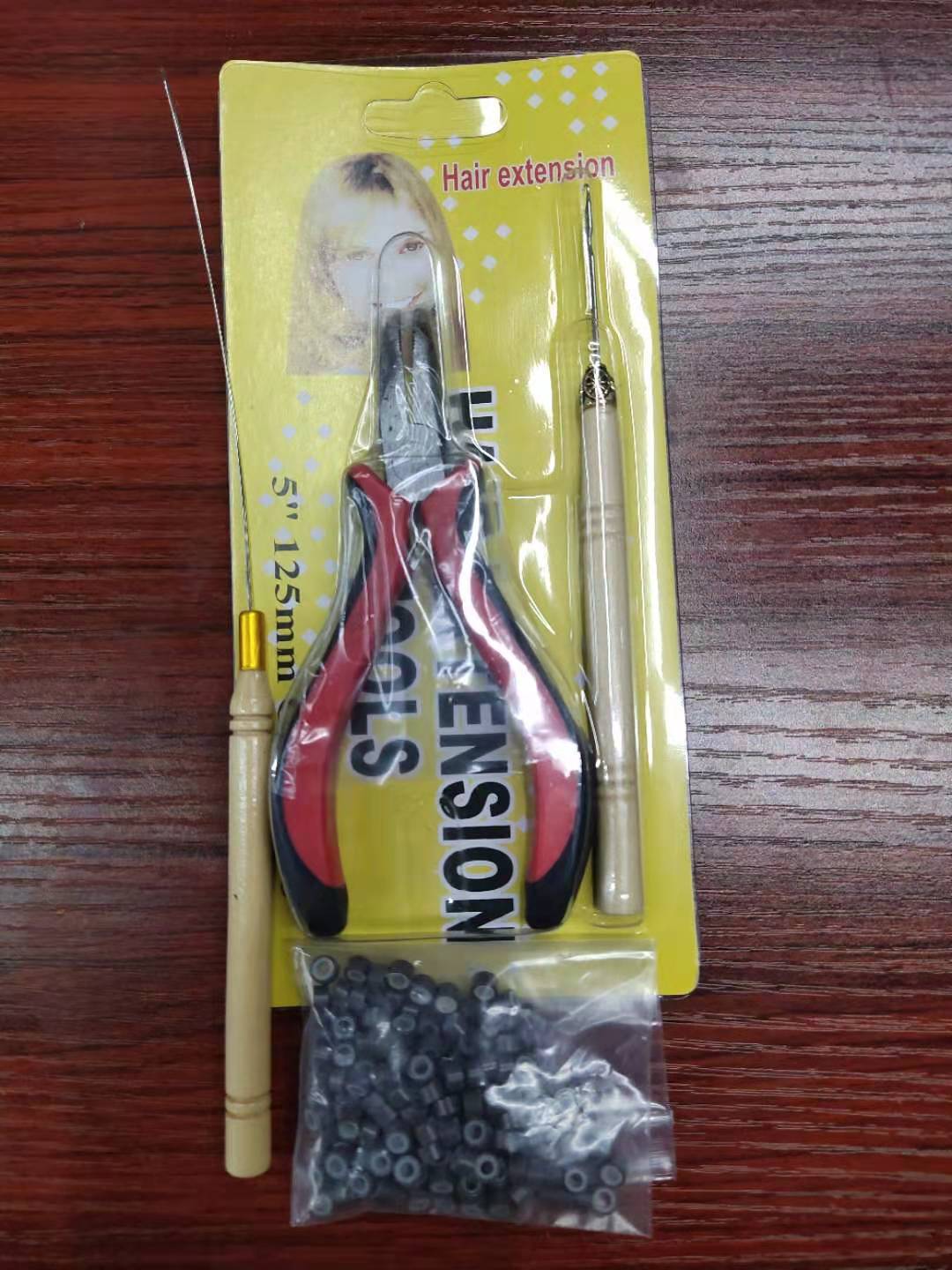 Picture of Cross-border Wig Pliers suit New Hair Extending Pliers suit Five-piece Silicone Buckle Wooden Crochet Wig Tool