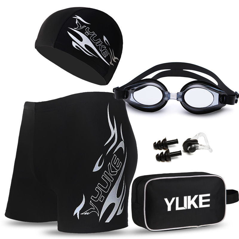 Picture of Swimming Trunks Men's Boxer Hot Spring Pants Large Size Loose Swimming Suit Men's Fashion Swimming Goggles Swimming Cap Set Equipment Swimsuit