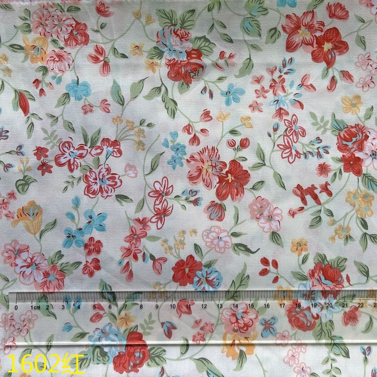 Red Refreshing Small Floral Pure Cotton Twill Wholesale Small Fresh Floral Clothing Cheongsam Doll Baby Cloth