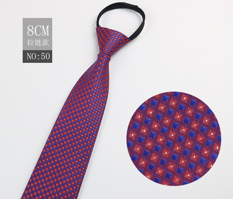 Picture of Factory Black Men's Tie Striped Blue Business Tie Lazy People Knot Free Zipper Tie in stock Wholesale