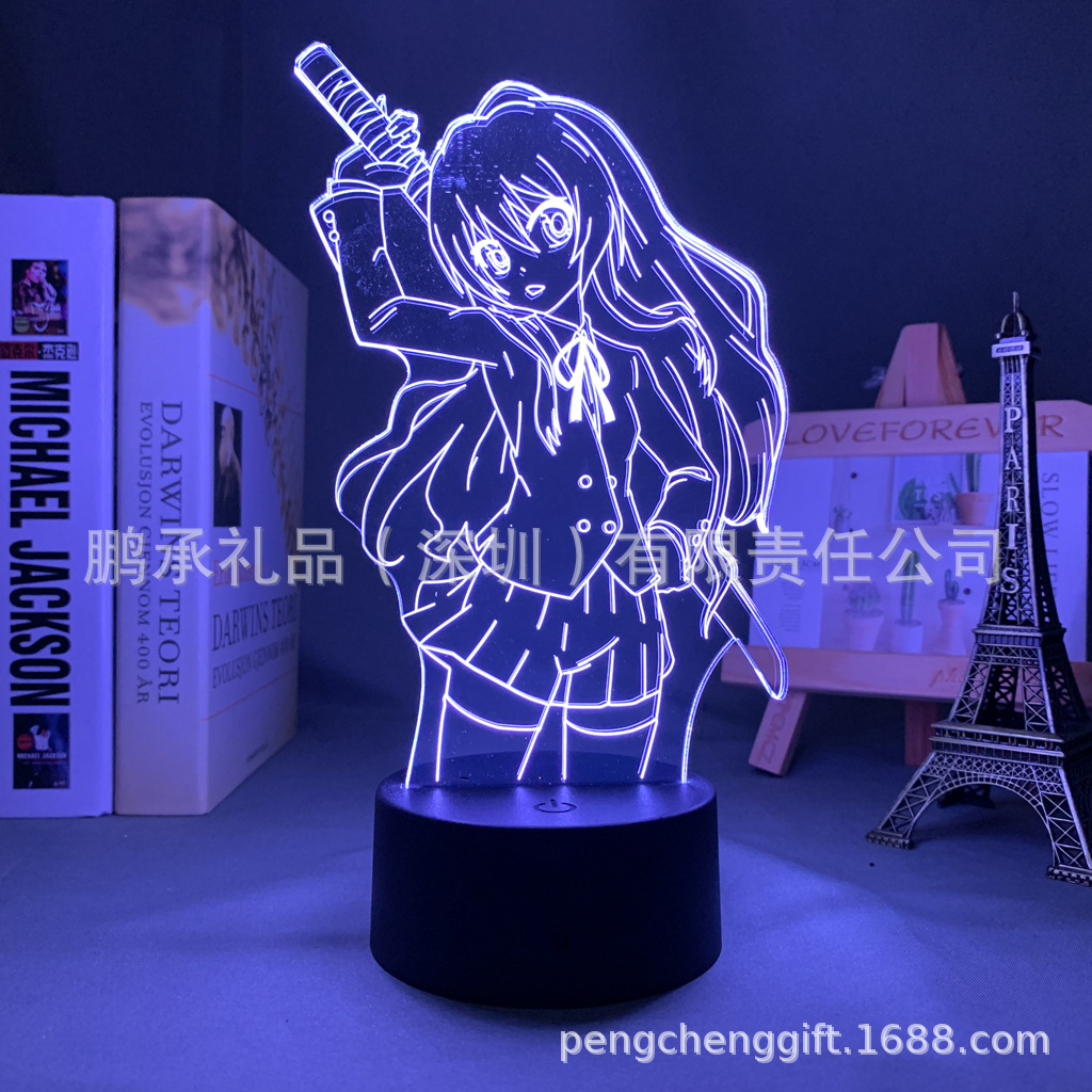 Dragon and Tiger 3D Night Light Acrylic Colorful Variable Light Black White Crack Touch Remote Control Desktop Small Ornaments