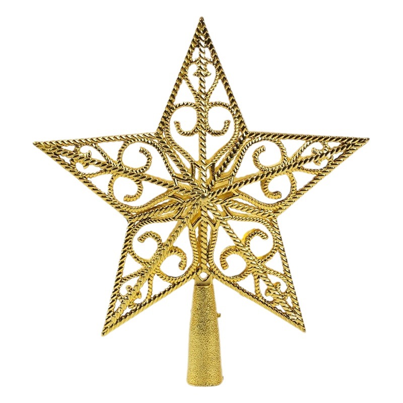 Three-dimensional iron glitter tree top star Golden 20cm five-pointed star Christmas Decorations Christmas tree layout Accessories Wholesale