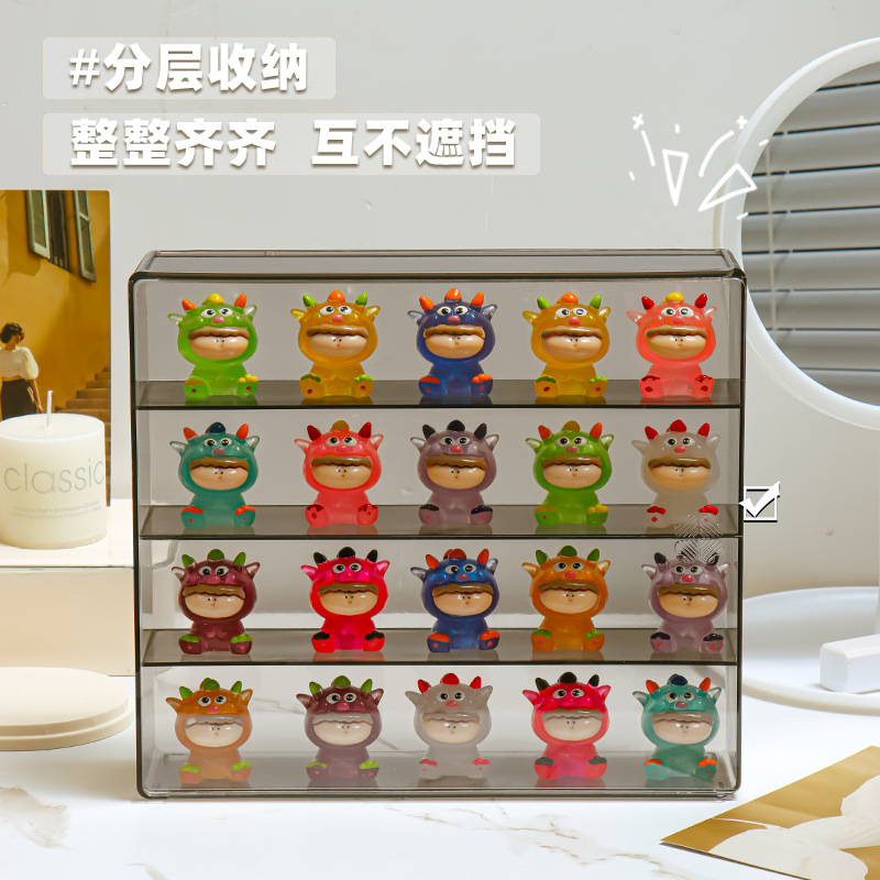 Picture of Cross-border Explosions High-rise Large Cute Grain Storage Box Deckered Dust-proof Desktop Doll Acrylic Display Stand
