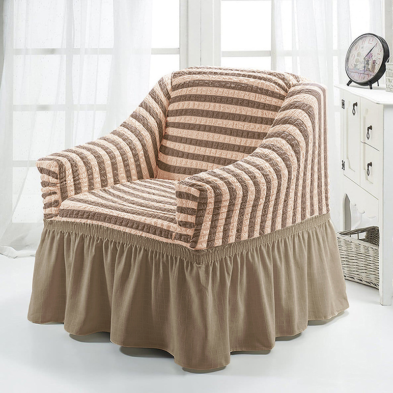 Picture of American Single Sofa Cover All-Inclusive Pure Color Stretch Fabric Sofa Cover Lace Decoration Simple Modern Universal for All Seasons