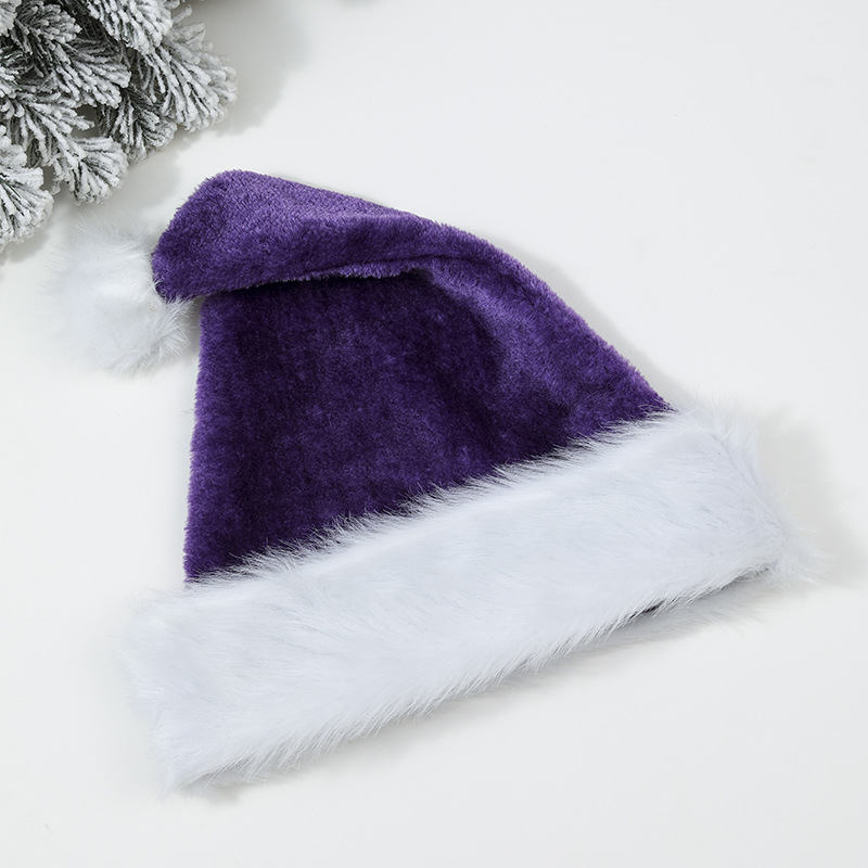 Picture of Christmas High-grade Plush Christmas Hat Extra Large Thickened Big Ball Christmas Hat Old Man Hat Green Pink Red