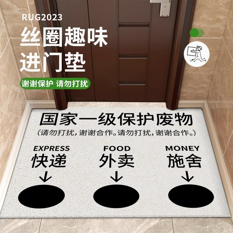 Entrance door mat modern simple style funny carpet express delivery take-out door entrance rub silk ring floor mat