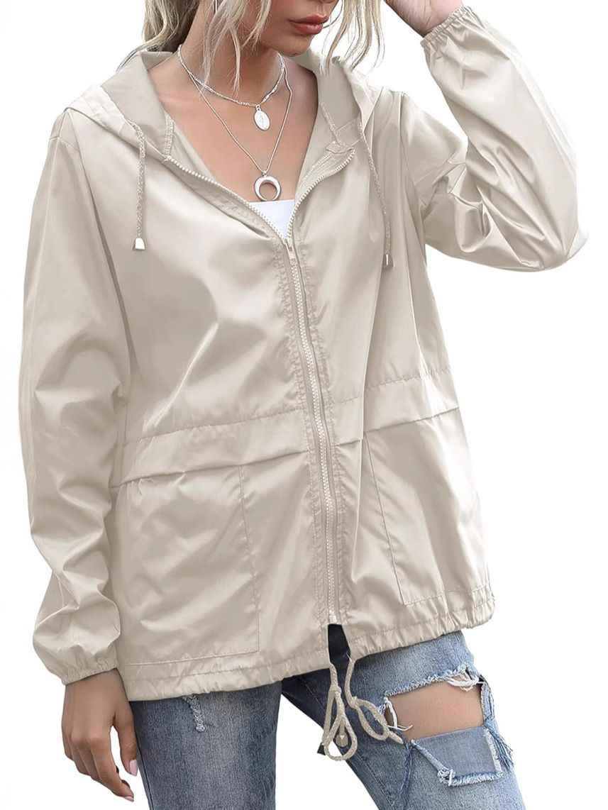 Picture of Windproof and Waterproof Amazon Wish Cross-Border Women's Zipper Hoodie Lightweight Outdoor Hiking Rainoutwear Jacket