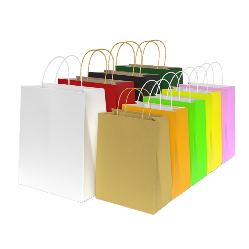 Children's gift portable kraft paper bag in stock wholesale kraft paper gift bag catering baking take-out packing bag