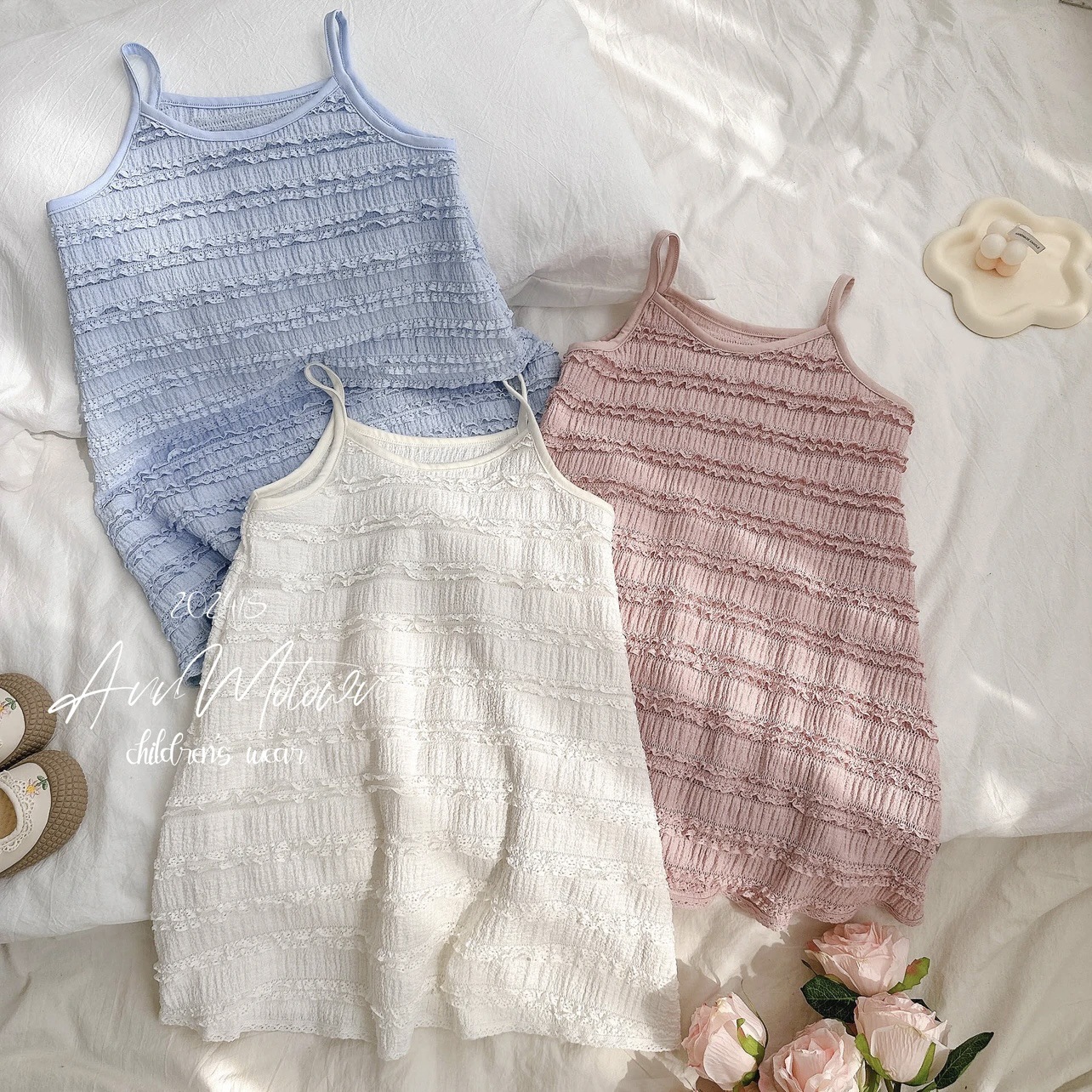 Picture of Girls dress 2024 spring and summer new Western princess style baby sweet children's solid color all-match suspender dress