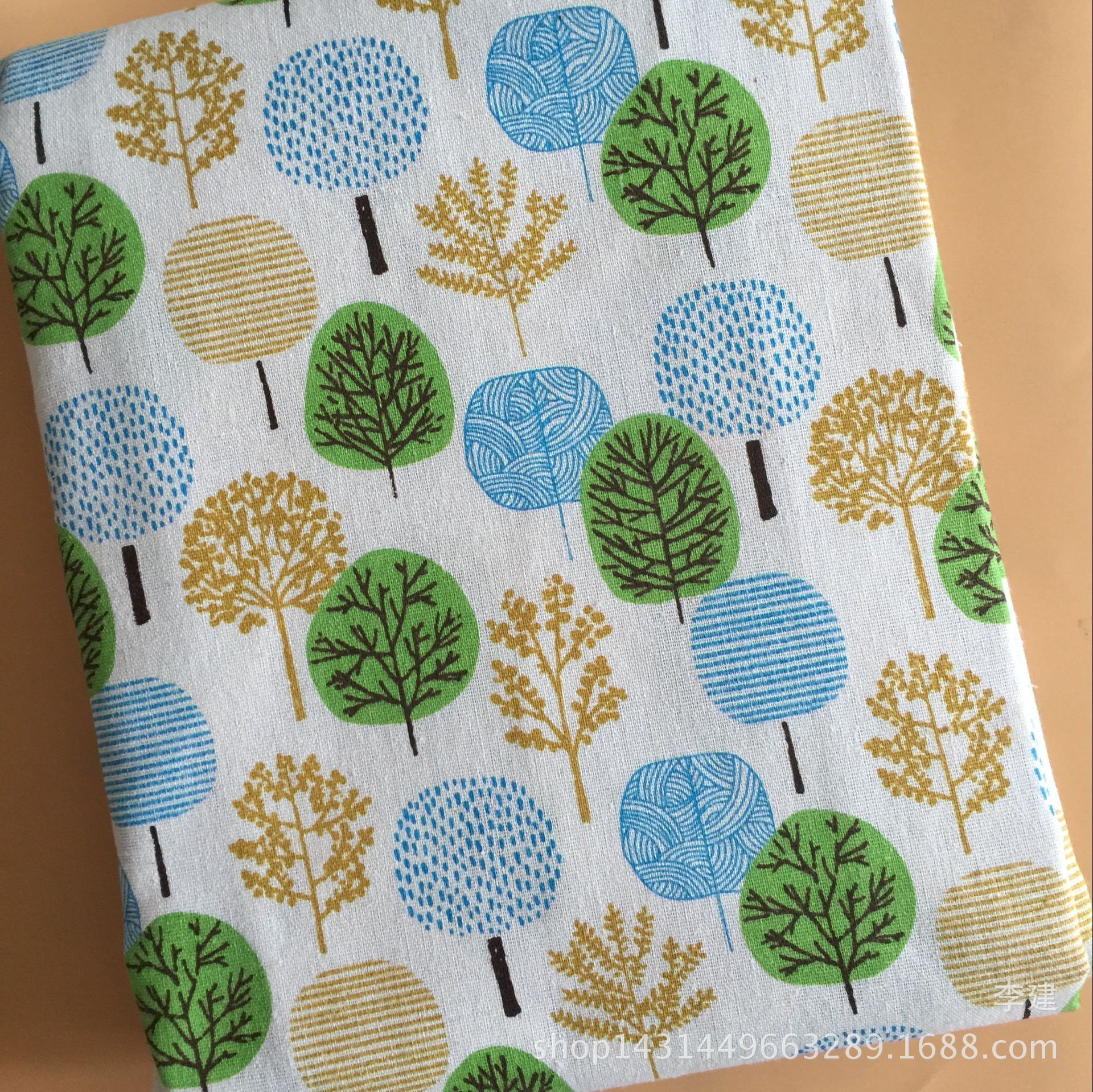 New Factory Supply Linen Canvas Printed Fresh Apple Tree Tablecloth