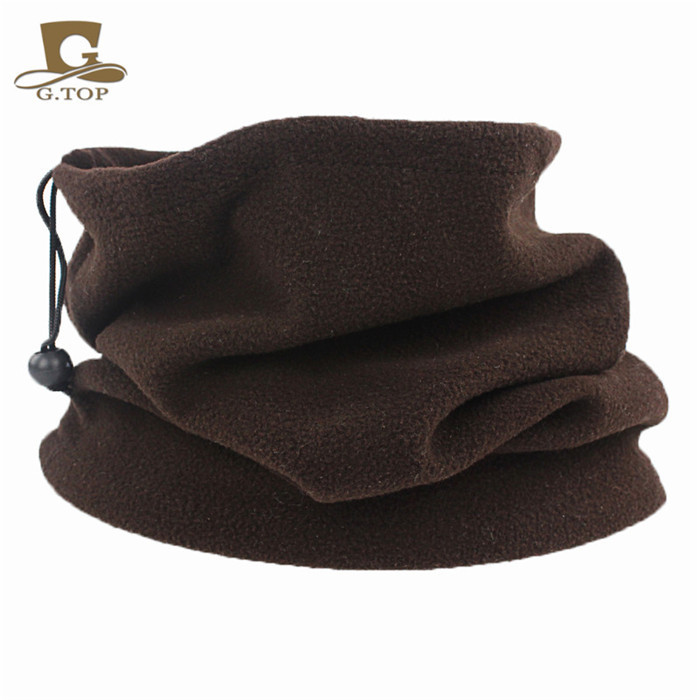 Picture of Winter men's and women's outdoor sports fleece scarf riding mask multi-functional drawstring polar fleece collar pullover cap