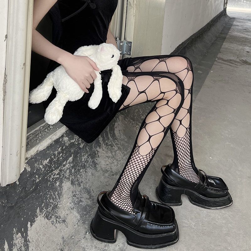 New black silk fishnet stockings women's summer thin over-the-knee long sexy hollow cross 6133