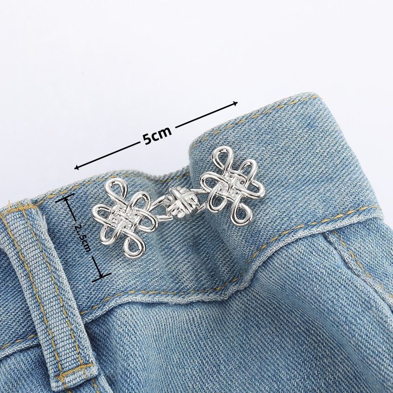 Picture of Chinese Knot Waist Buckle Pair Buckle Flat Bottom Removable Nail-free Seam-free Button Girl's Trouser Skirt Waist Size Change Artifact