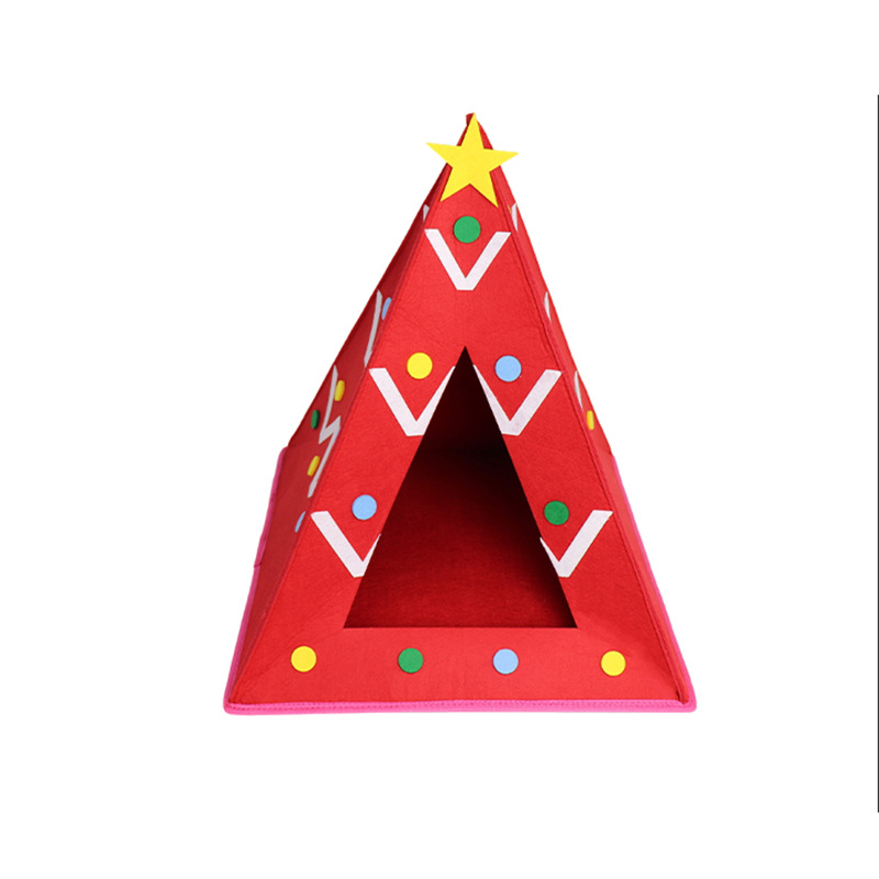 Picture of Cross-border Christmas series cat nest is fashionable and cute, with thickened felt that is hard to scratch and damage, creating a vibrant, three-dimensional cat nest