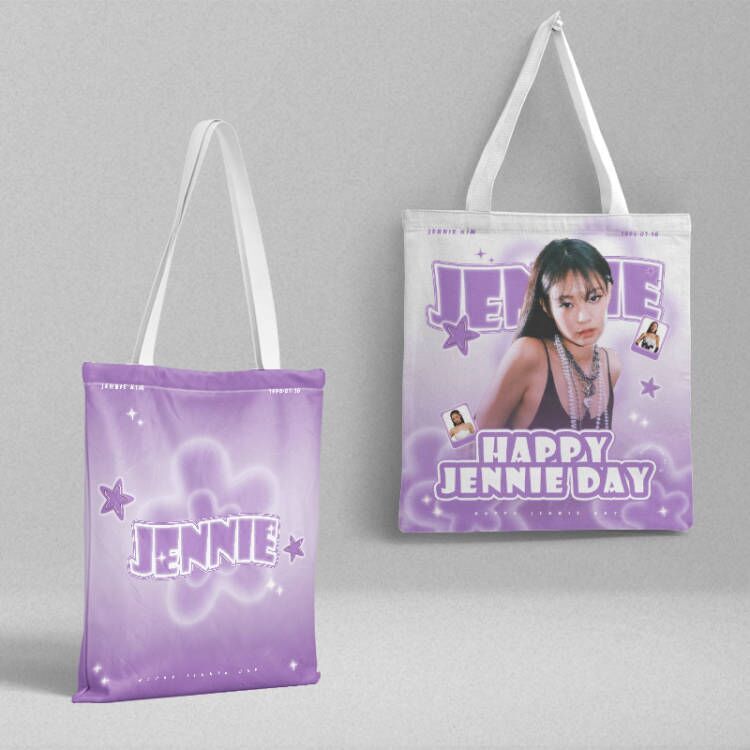 Jennie Canvas Bag Length 36cm Wide 34cm Celebrity Peripheral Student School Bag Satchel Canvas Bag Double-Sided