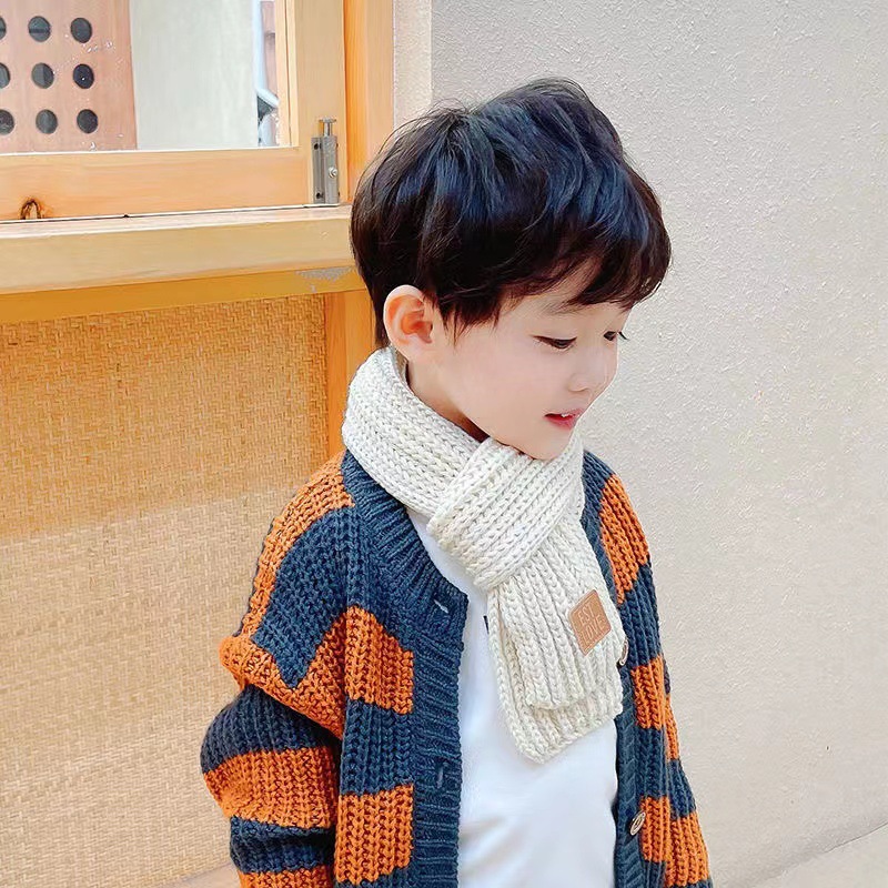 Picture of Ins K-Style Kidsren's Knitted Scarf Winter Pure Color Warm Wool Infants Boys and Girls Korean Baby Scarf Trendy