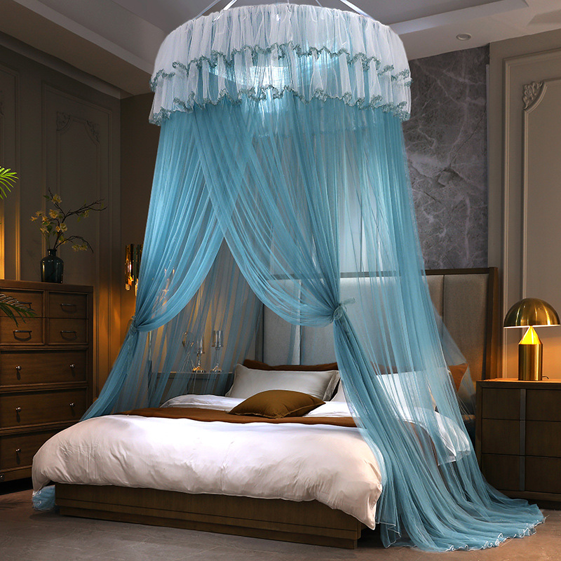 Picture of Mosquito net installation-free ceiling dome encryption foldable tattoo home 1.5 meters 1.8 bed princess wind ceiling floor