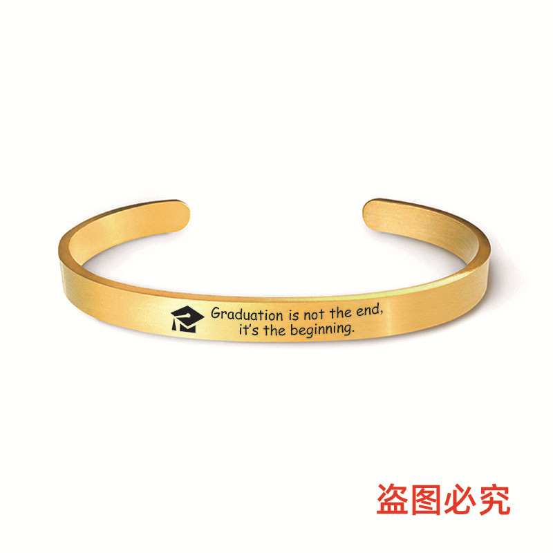 Picture of Bracelet European and American Cross-Border Stainless Steel Bracelet 2025 Graduation Season Doctor's Hat Holiday Gift Engraved Titanium Steel Bracelet
