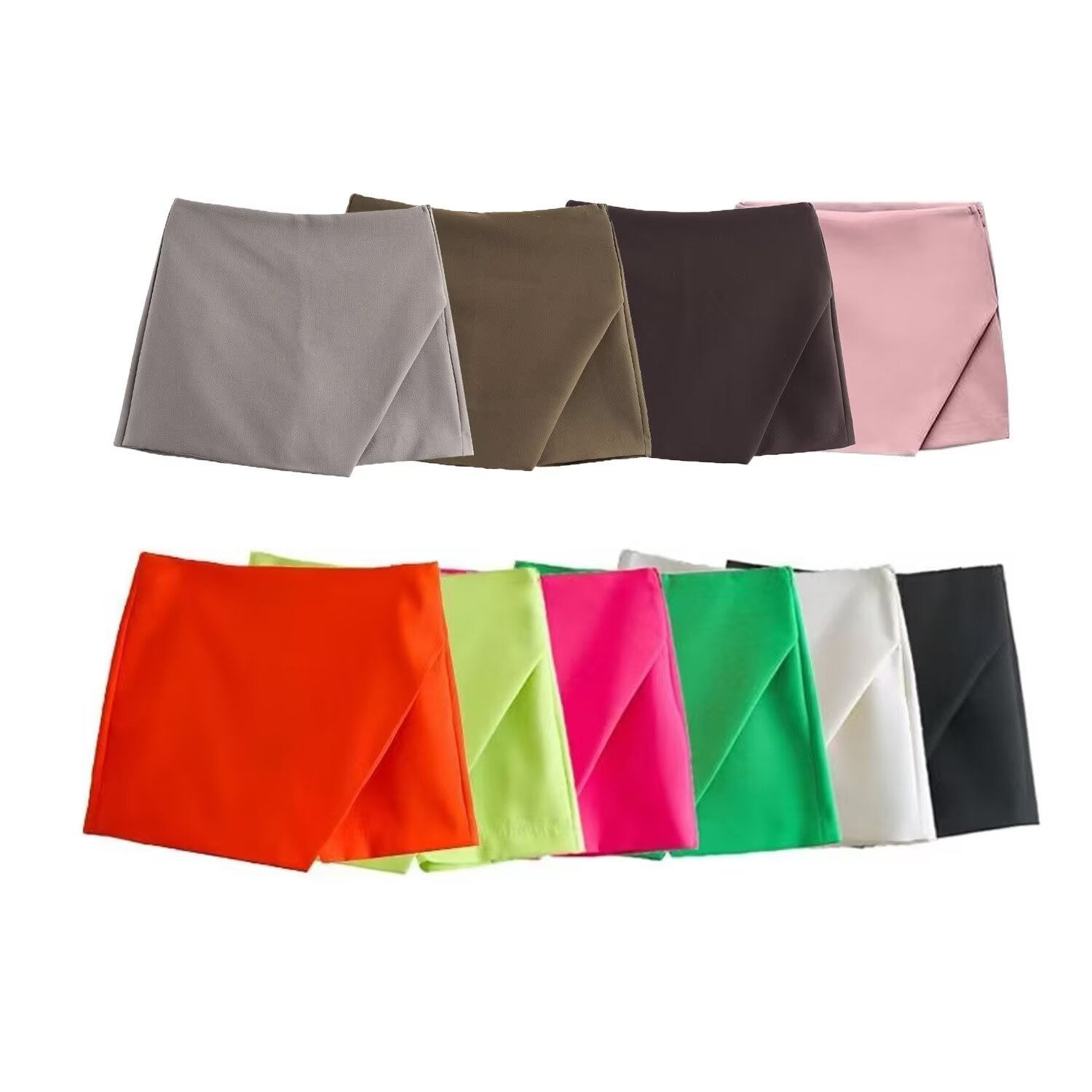 Cross-border European and American fashion Joker personality multi-color high waist asymmetric culottes 2024 winter new F61020