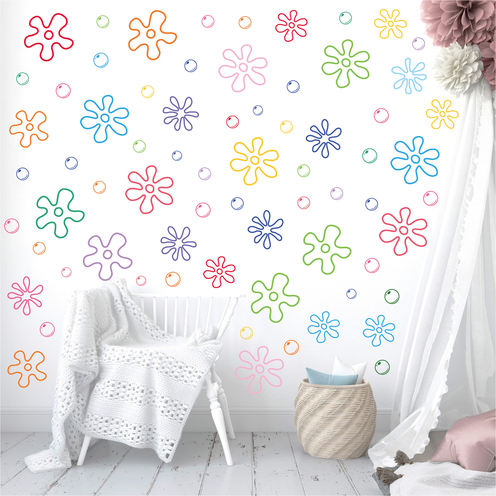 Cross-Border Irregular Bubble Wall Stickers Cartoon Cute Clothing Store Kindergarten Outdoor Places Children's Room Decorative Wall Stickers