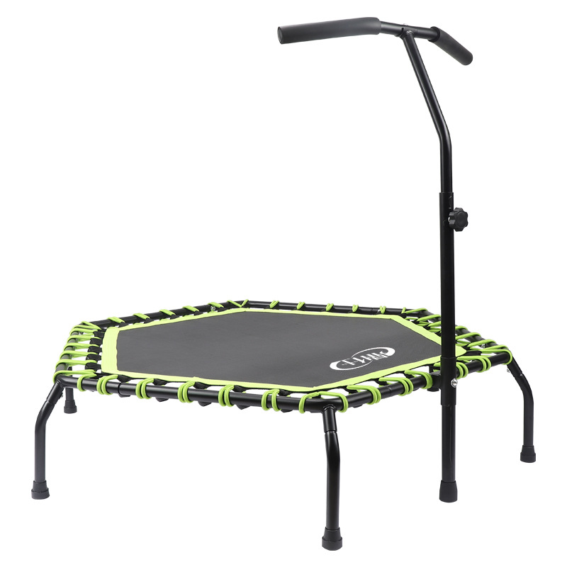 Indoor Fitness Adult Home Fitness Trampoline Kidsren with Armrests 44inch Hexagonal Trampoline Elastic Rope Trampoline