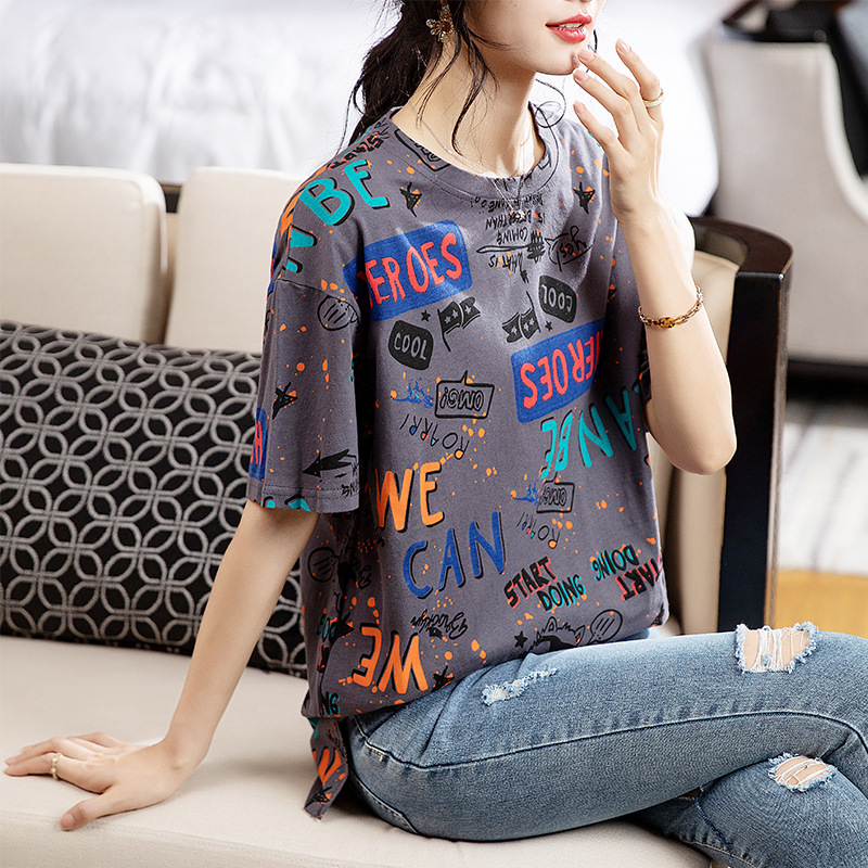 Picture of Short-sleeved T-shirt Women's Clothing 2023 Summer New Loose Fashion Western Style Pure Cotton Design European Style Clothes Top