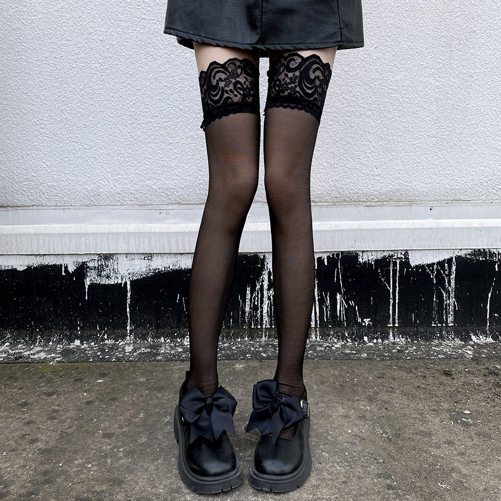 Silicone Non-Slip Long Stockings Sexy Lace Cute Temptation Beautiful Legs over the Knee Long Ultra-Thin Socks