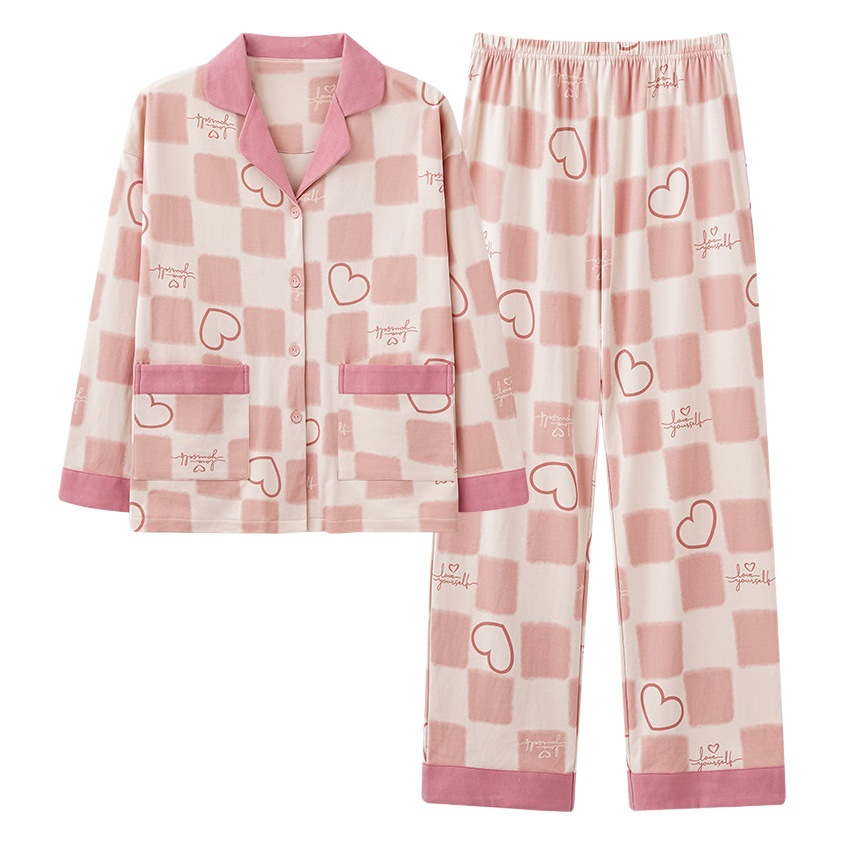 Physical store pajamas women's spring and autumn cotton 2023 new autumn and winter large size long sleeve cotton home suit