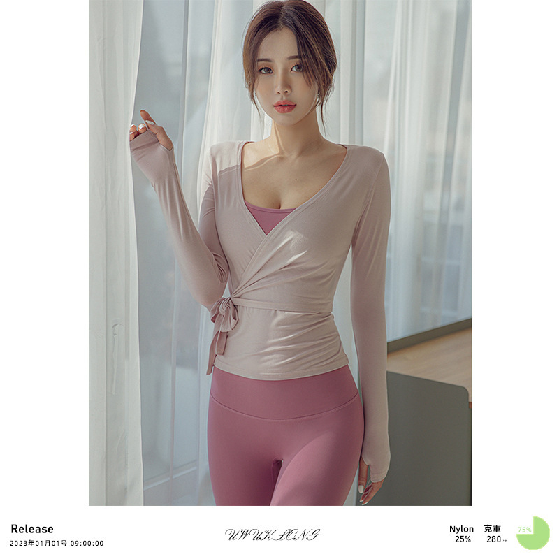 Spring and Summer New Yoga Wear Women's Long-Sleeved Tops Ins Korean Fashion Slim Trendy Breathable Sports Fitness T-Shirt