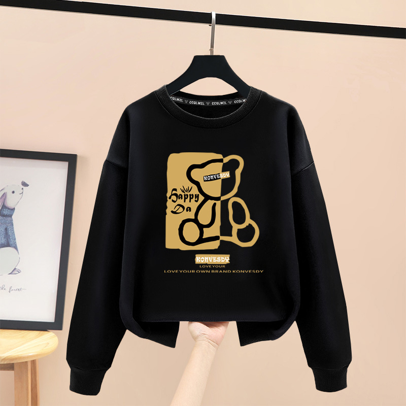 Factory supply winter fleece-lined thickened children's cotton cartoon sweater Spring and Autumn 3-12 years old children's long-sleeved T-shirt