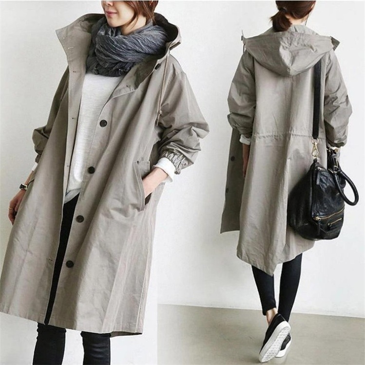 Picture of 2023 New Women's Windbreaker Autumn Mid-Length Small Casual Style Waist 8 Colors Select Fashionable and Easiest for Match