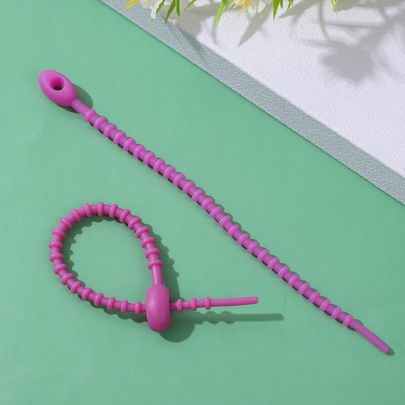 Picture of Self-locking storage soft rubber rope cartoon diy key ring silicone cable tie color data cable tie can be reused