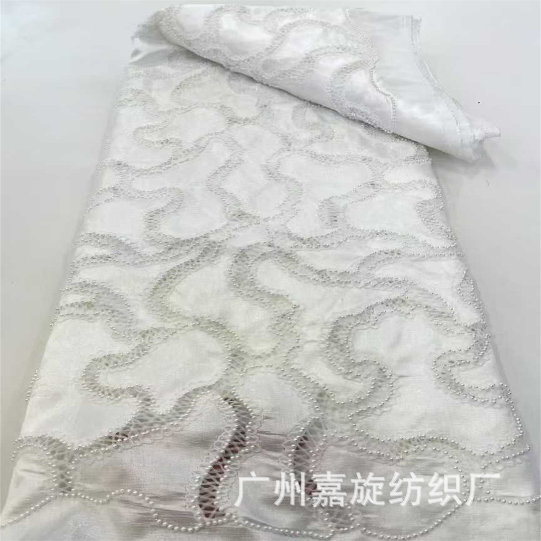Picture of Summer Cut Out Beading Laser Embroidered Cloth Dress Cheongsam Fashion Lace Quality Cord Lace