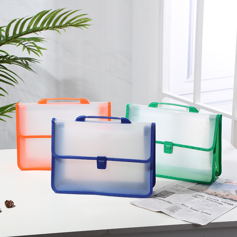 Transparent A4 Satchel Accordion Bag Multi-Layer Separated Test Paper Business Information Storage Bag Buckle Office Supplies File Bag