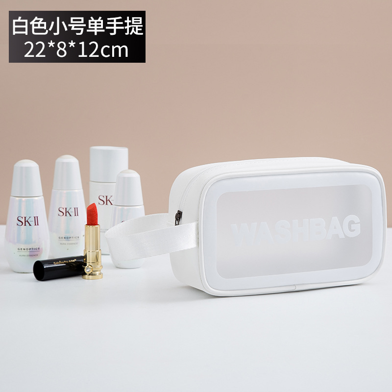 Picture of PVC Transparent Cosmetic Bag Simple Large Capacity Bath Bag PU Waterproof Portable Toiletry Bag Portable Travel Storage Bag