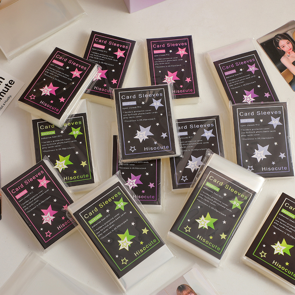 New 20 Silk Pp Card Film Star Chasing Girl Album Small Card Protective Film 3inch Small Card Sealing Card Film Card Set 50 Sheets
