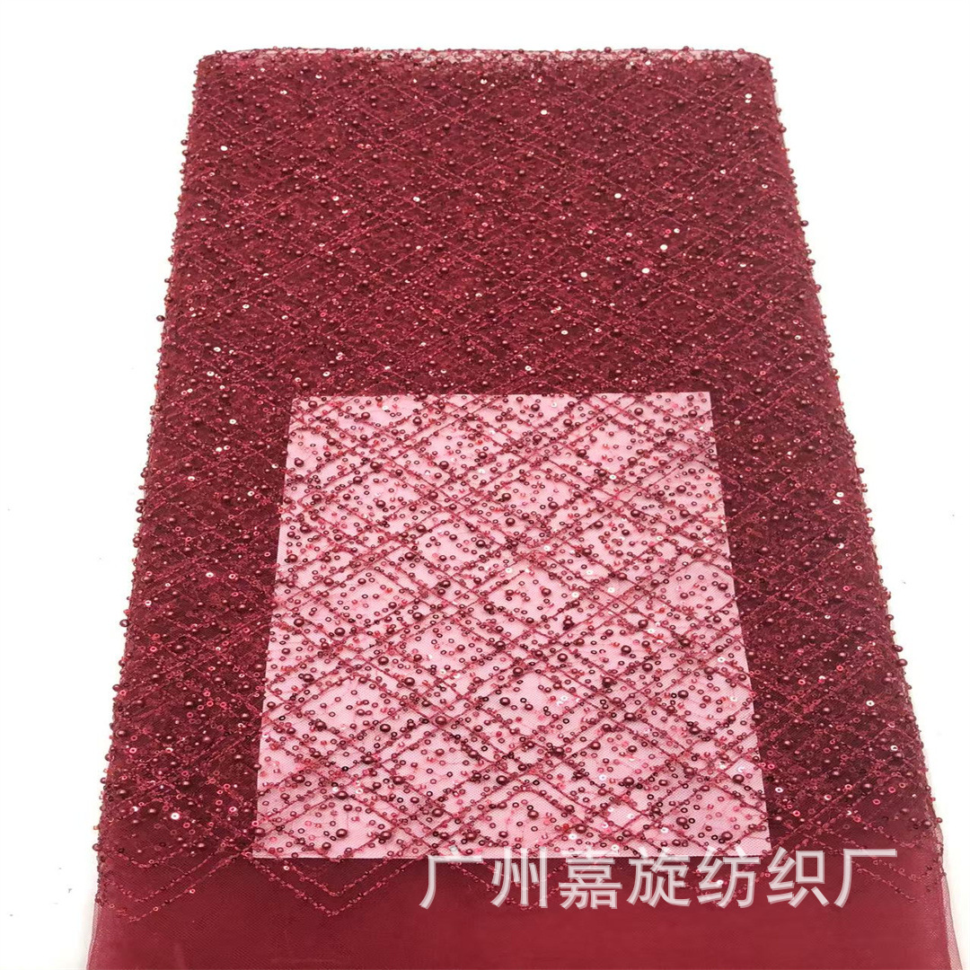 Picture of Rice Bead Sequin Lace Trim Large and Small Checkered Handmade DIY Accessories Dress Wedding Dress Fabric Wedding Lace