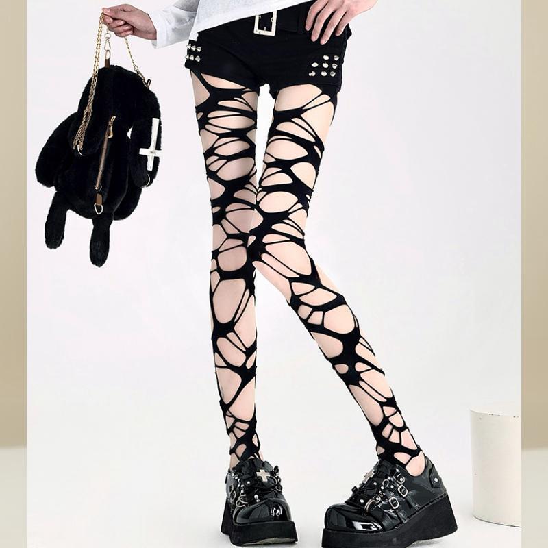Black Hole Stockings Punk Style Sexy Fishnet Stockings 2k Millennium Spice Girl Spice Mom Jk Black Stockings Women Pantyhose