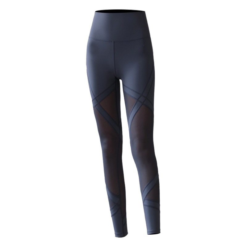 Fitness girl's sexy mesh yoga pants high waist hip lifting tight slimming Spring and Autumn new outdoor sports pants fashion