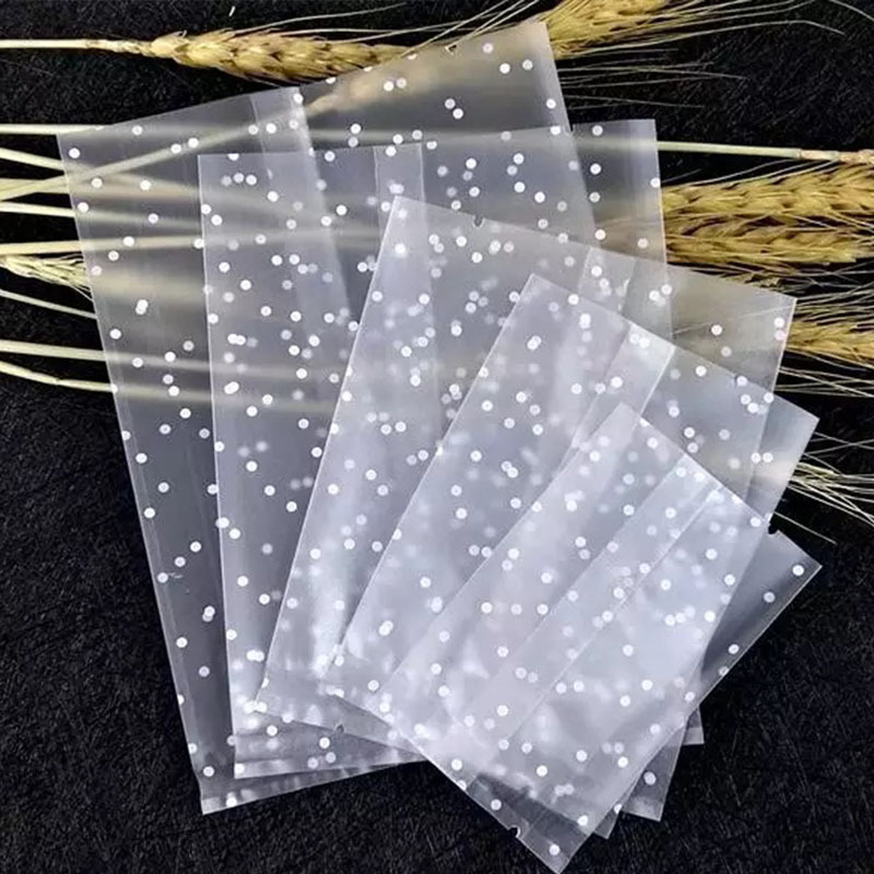 White Polka Dot Translucent Frosted Machine-Sealed Biscuits Snowflake Pastry Packaging Bag Egg Yolk Pastry Mooncake Bag Factory Direct Sale